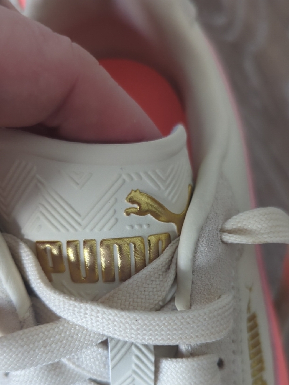 New Puma Cream Sneakers with Coral Accent - Picture 4 of 9